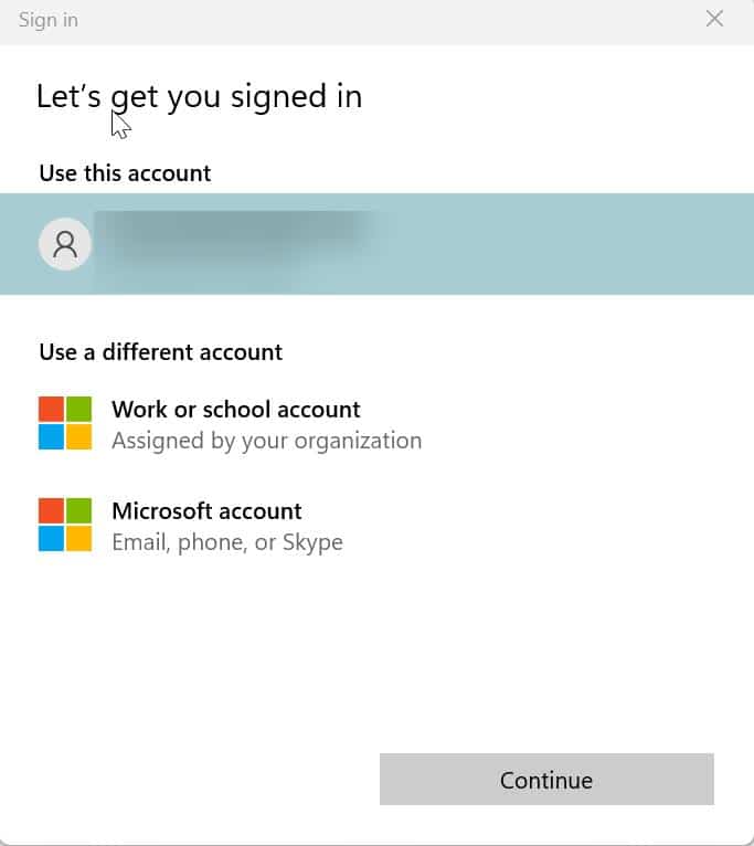 Elija su cuenta de Microsoft para unirse al programa Windows Insider