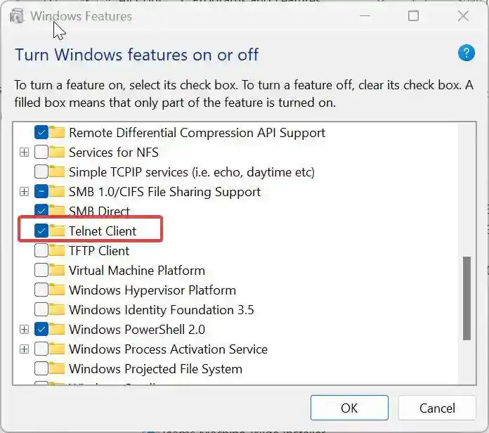 Cómo habilitar Telnet en Windows 11
