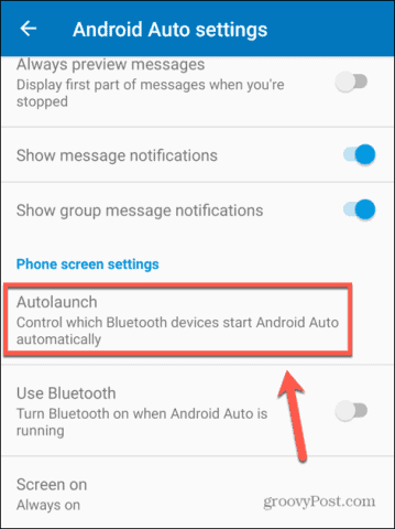 configuración de inicio automático de Android