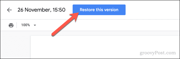 Restaurar una versión de un archivo de Google Docs