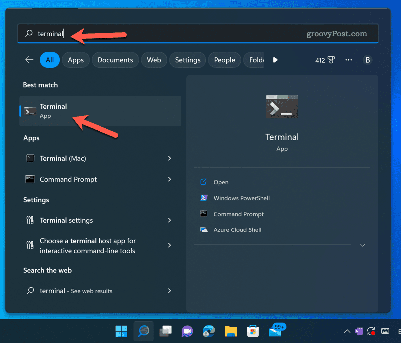 Abra la aplicación de terminal de Windows 11