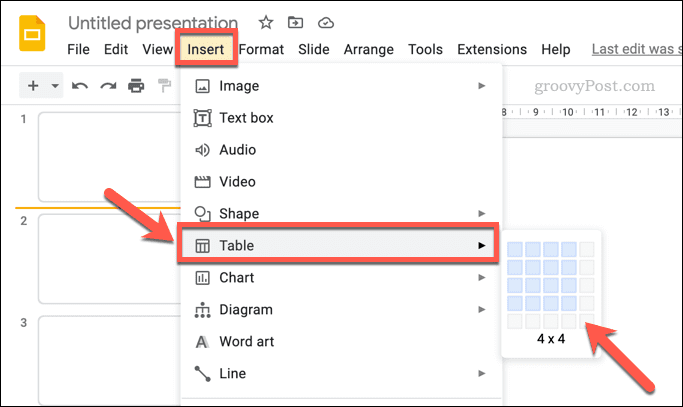 Insertar una tabla en Presentaciones de Google