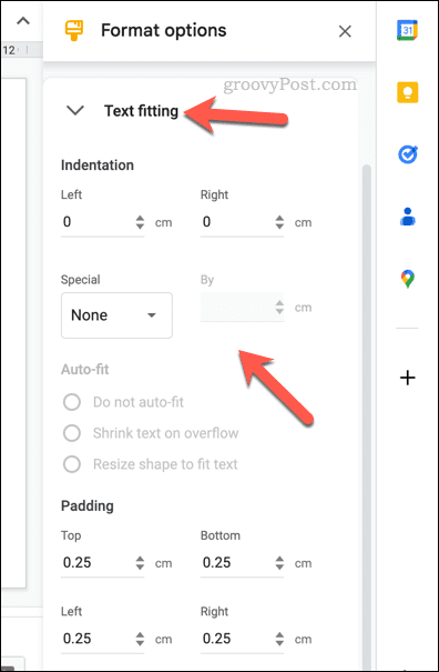 Cambiar las opciones de ajuste de texto para una tabla de Presentaciones de Google