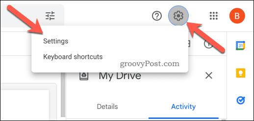 Abrir configuración en Google Drive
