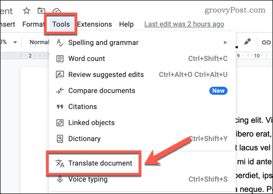 Traducir un documento en Google Docs