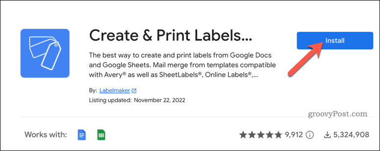 Instale el complemento de etiquetas en Google Docs