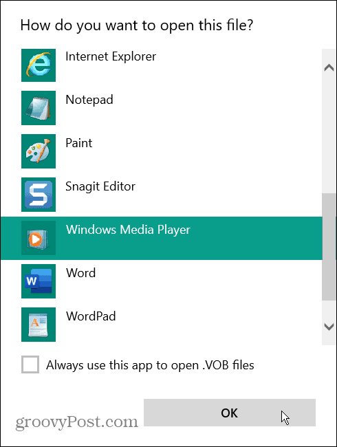 Cómo reproducir un archivo VOB en Windows 10