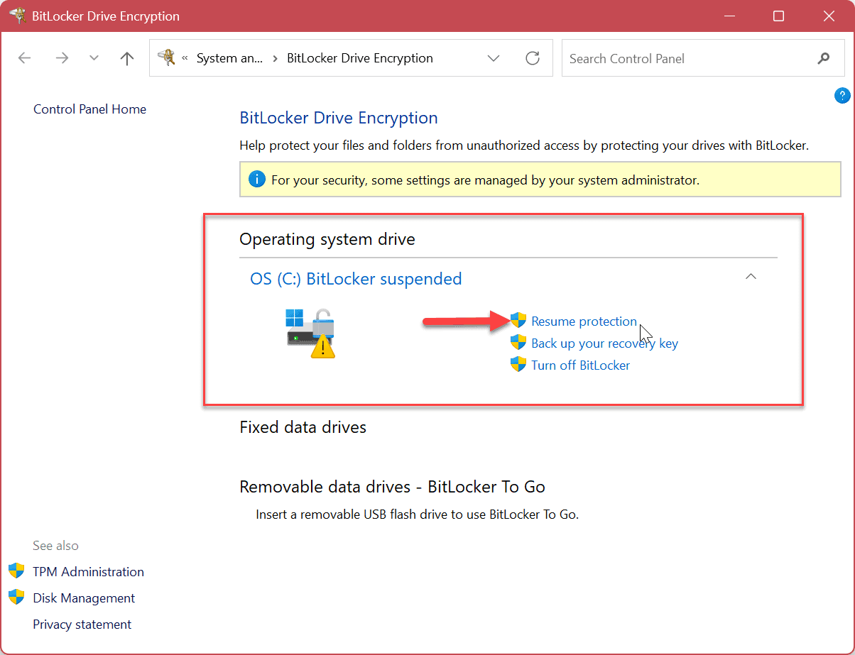 Cómo deshabilitar o suspender BitLocker en Windows 11