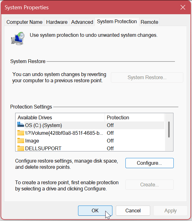 Cómo habilitar la protección del sistema para unidades en Windows 11