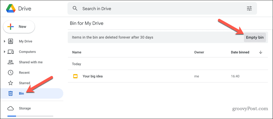 Caja vacía de Google Drive