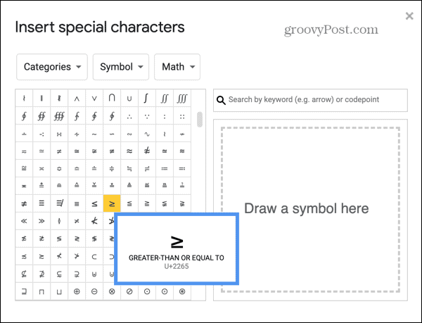 Presentaciones de Google seleccione un símbolo