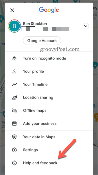 Abrir el menú de reseñas de Google Maps
