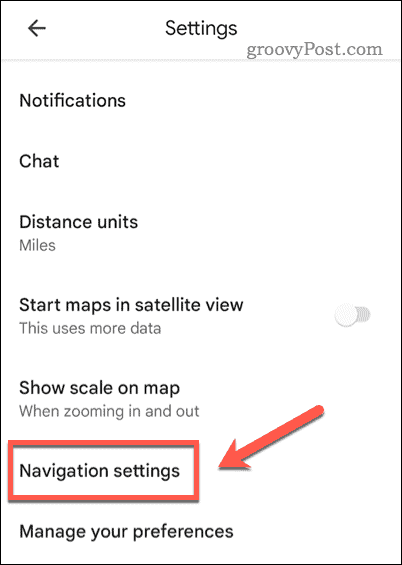 Abrir la configuración de navegación de Google Maps