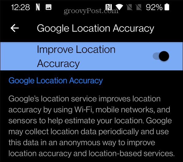 Precisión de la ubicación de Google