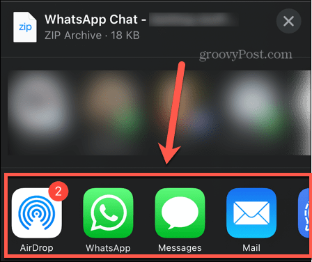 Opciones de exportación de WhatsApp