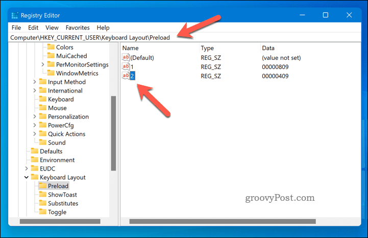 Eliminar un diseño de teclado usando regedit en Windows 11