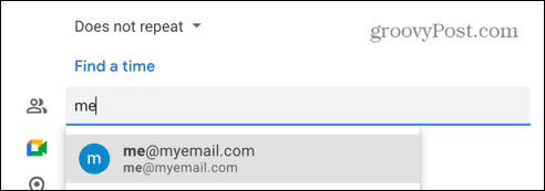 correo electrónico sugerido del calendario de google