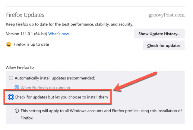 Firefox elige instalar actualizaciones