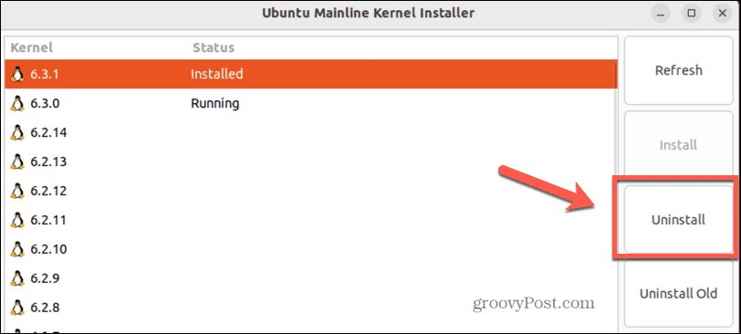 ubuntu desinstalar el kernel en la línea principal