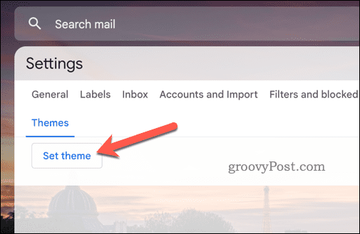 Establecer botón de tema de Gmail