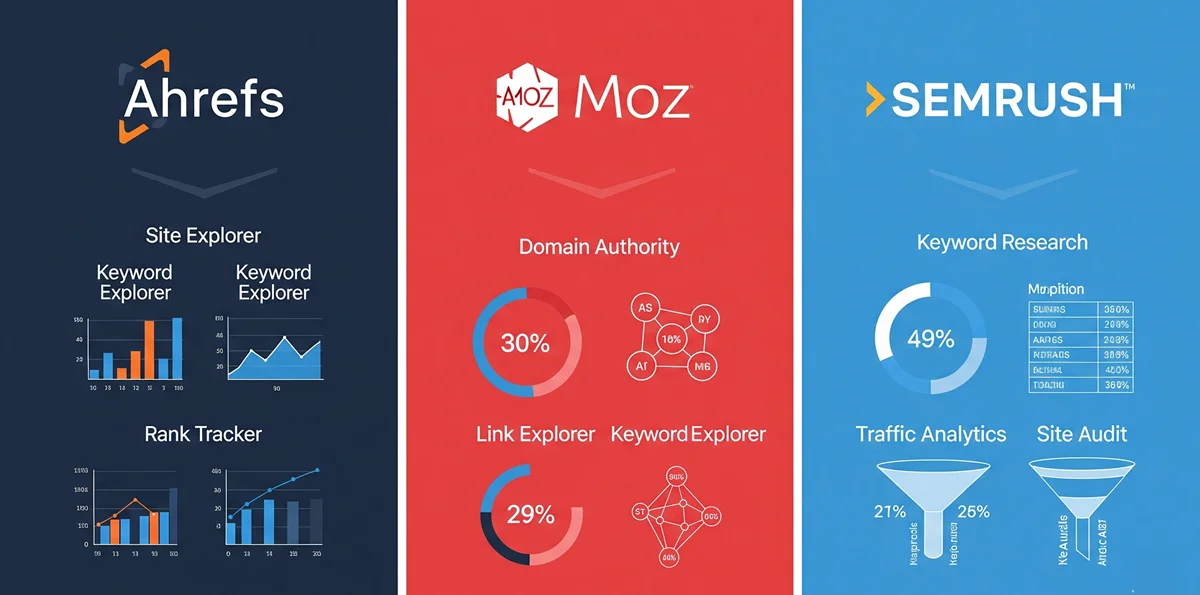 Comparativa directa: Ahrefs vs. Moz vs. Semrush